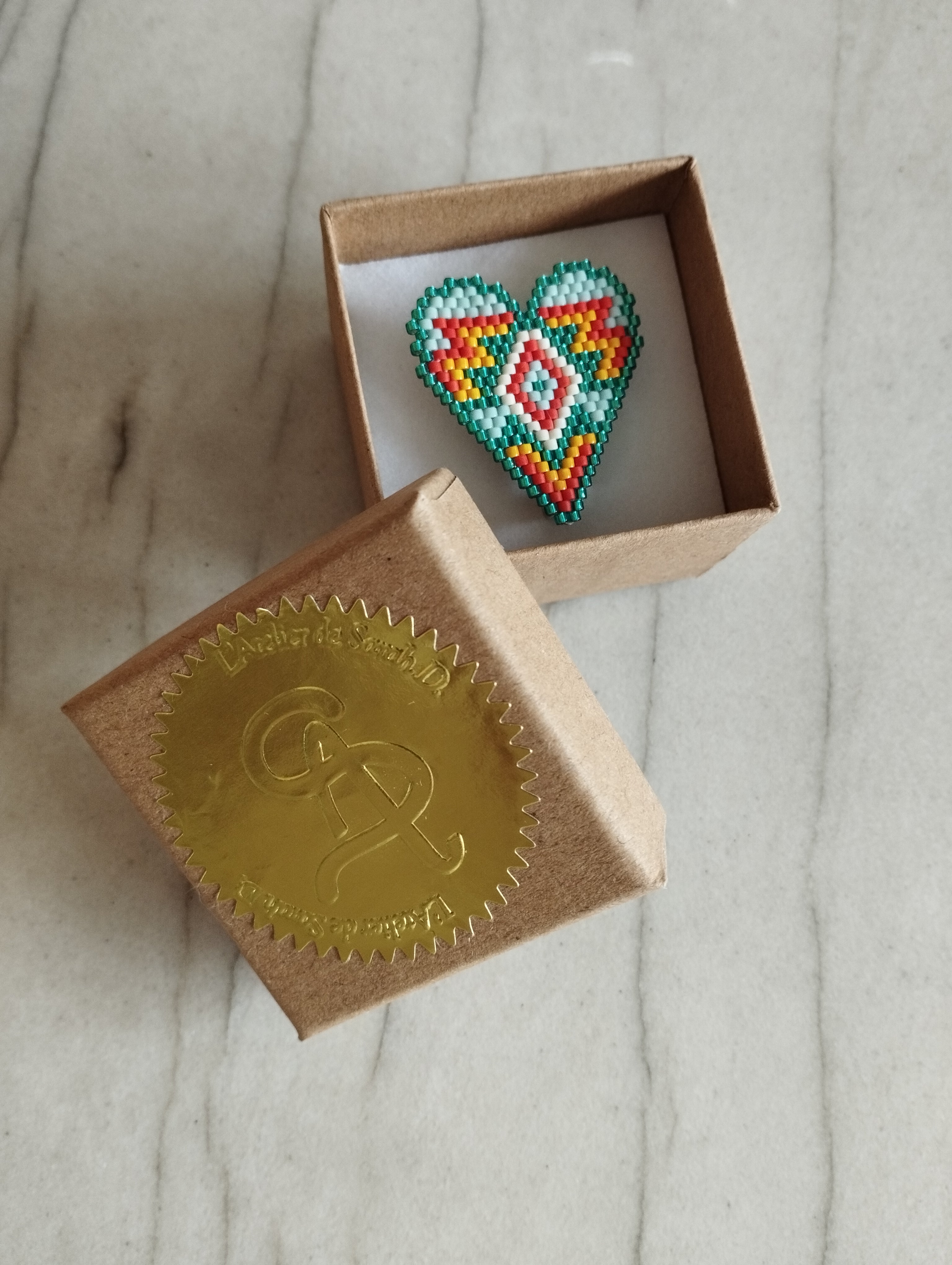 Broche tissée COEUR