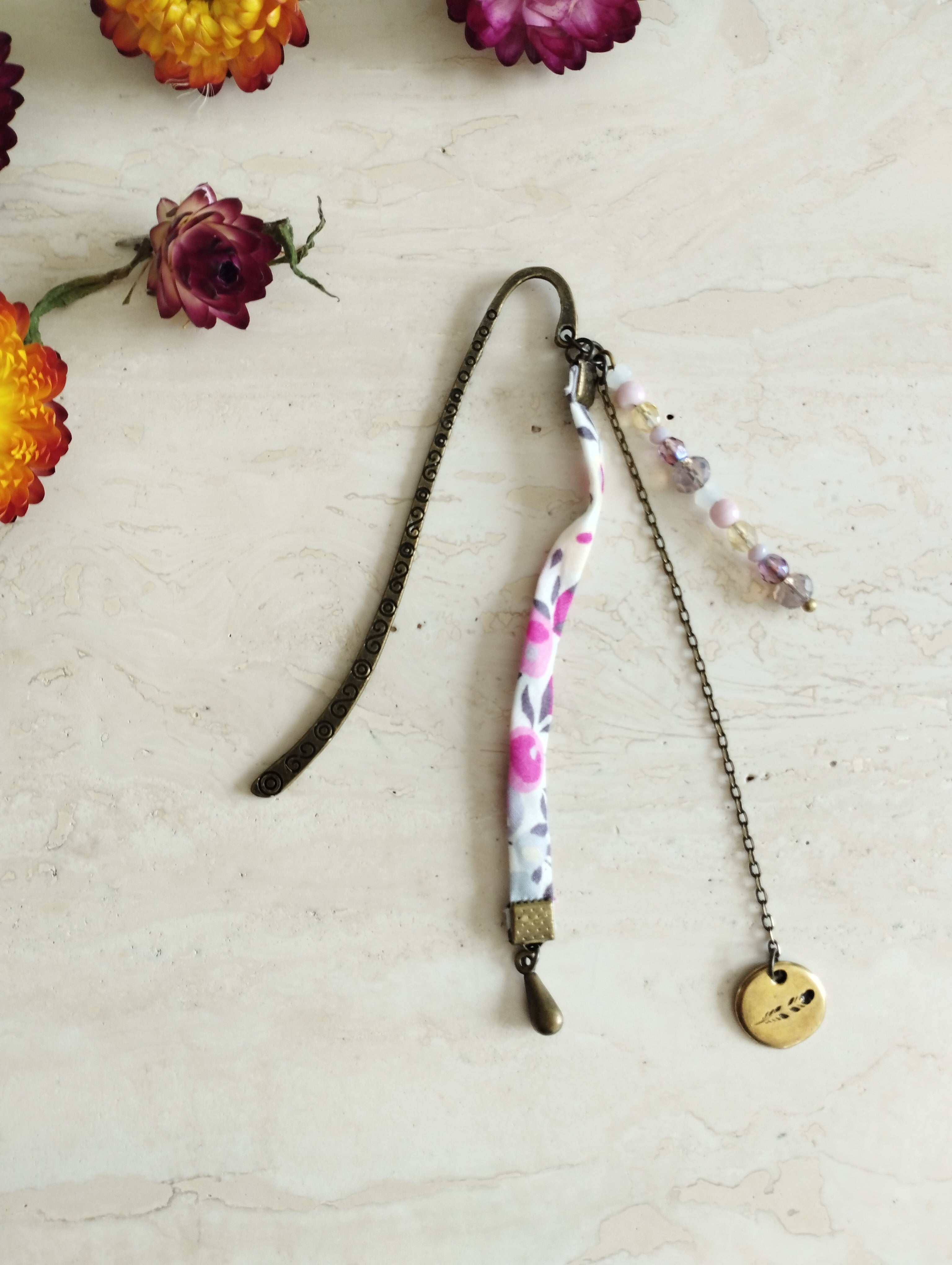 Marque-page Plume Rose (petit modèle)